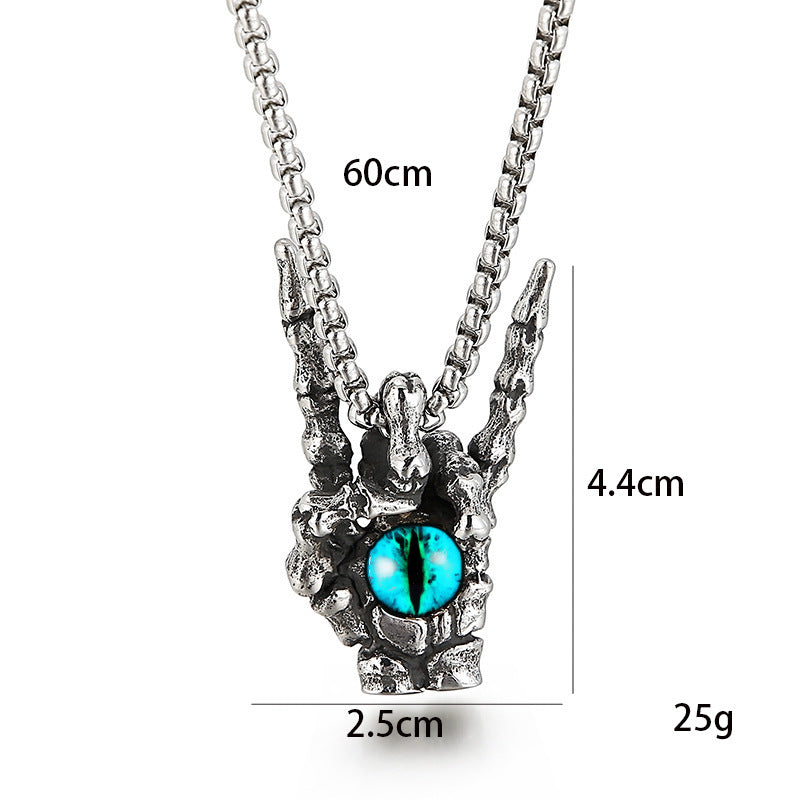 Wholesale  Retro Devil's Eye Necklace Men's Personality Trendy Hip Hop Titanium Steel Pendant Joker sweater chain